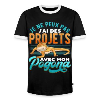 Agame Barbus Pogona Rigolo - T-shirt contrasté Homme - noir/blanc - Devant - AI Model Female 172 light (172cm) & AI Model Male 178 light (178cm)