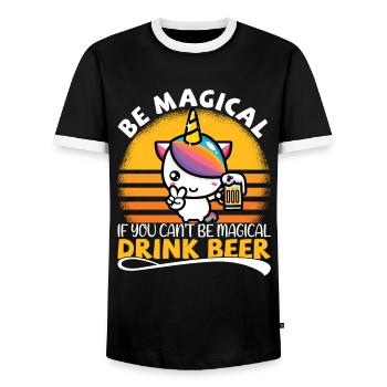 Beer drinkers drinking beer sayings beer unicorn - Men's Ringer Shirt - black/white - Front - AI Model Female 172 light (172cm) & AI Model Male 178 light (178cm)