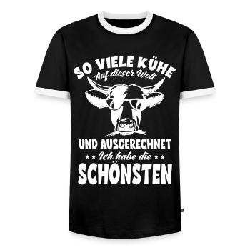 Schönsten Kühe Kuh Bauer Landwirte Rinder Bauern - Männer Kontrast-T-Shirt - Schwarz/Weiß - Vorne - AI Model Female 172 light (172cm) & AI Model Male 178 light (178cm)