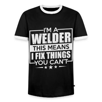 welding welding - Men's Ringer Shirt - black/white - Front - AI Model Female 172 light (172cm) & AI Model Male 178 light (178cm)
