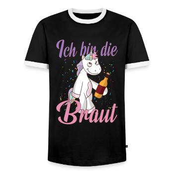Ich bin die Braut Einhorn Fan Brautjungfern Spruch - Männer Kontrast-T-Shirt - Schwarz/Weiß - Vorne - AI Model Female 172 light (172cm) & AI Model Male 178 light (178cm)