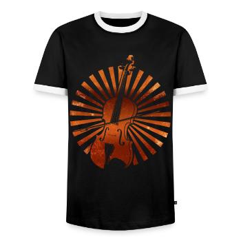 Violon instrument rétro violons rétro joueur - T-shirt contrasté Homme - noir/blanc - Devant - AI Model Female 172 light (172cm) & AI Model Male 178 light (178cm)