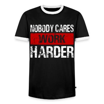 Nobody Cares Work Gym Motivation Fitness - T-shirt contrasté Homme - noir/blanc - Devant - AI Model Female 172 light (172cm) & AI Model Male 178 light (178cm)