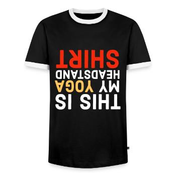 Yoga, Yoga, Yoga, Yoga, Yoga, Yoga, Yoga, Yoga - Men's Ringer Shirt - black/white - Front - AI Model Female 172 light (172cm) & AI Model Male 178 light (178cm)