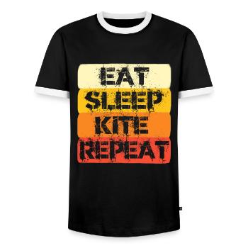 kite surf retro - T-shirt contrasté Homme - noir/blanc - Devant - AI Model Female 172 light (172cm) & AI Model Male 178 light (178cm)