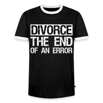 Scheidung Geschieden Ehescheidung Lustig - Männer Kontrast-T-Shirt - Schwarz/Weiß - Vorne - AI Model Female 172 light (172cm) & AI Model Male 178 light (178cm)