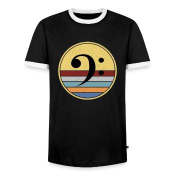 Musik Musiker Bassschlüssel - Männer Kontrast-T-Shirt - Schwarz/Weiß - Vorne - AI Model Female 172 light (172cm) & AI Model Male 178 light (178cm)