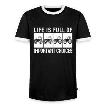 Agriculteur bio-constructeur tracteur tracteur tracteurs agriculture - T-shirt contrasté Homme - noir/blanc - Devant - AI Model Female 172 light (172cm) & AI Model Male 178 light (178cm)