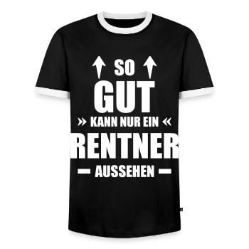 So gut kann ein Rentner aussehen Rente Rentner - Männer Kontrast-T-Shirt - Schwarz/Weiß - Vorne - AI Model Female 172 light (172cm) & AI Model Male 178 light (178cm)