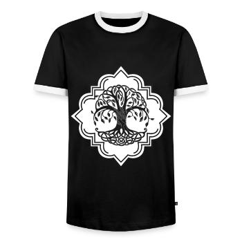 Yggdrasil Arbre du monde Arbre de vie Vikings - T-shirt contrasté Homme - noir/blanc - Devant - AI Model Female 172 light (172cm) & AI Model Male 178 light (178cm)