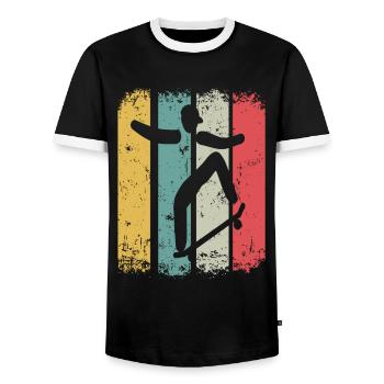 Retro Skateboarder Skateboard Skater Skateboarding - Männer Kontrast-T-Shirt - Schwarz/Weiß - Vorne - AI Model Female 172 light (172cm) & AI Model Male 178 light (178cm)