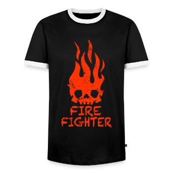 Firefighter Firefighters Pompier - T-shirt contrasté Homme - noir/blanc - Devant - AI Model Female 172 light (172cm) & AI Model Male 178 light (178cm)
