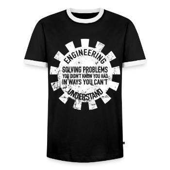 Gear Engineer Technician Engineering Engineer - Men's Ringer Shirt - black/white - Front - AI Model Female 172 light (172cm) & AI Model Male 178 light (178cm)