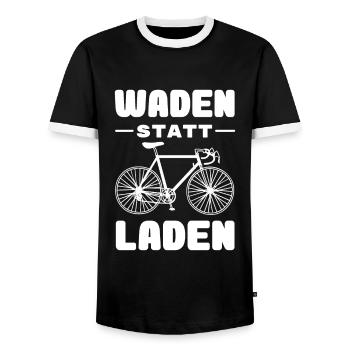 Fahrrad - Waden statt Laden - MTB Rennrad Spruch - Männer Kontrast-T-Shirt - Schwarz/Weiß - Vorne - AI Model Female 172 light (172cm) & AI Model Male 178 light (178cm)