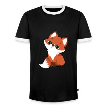 Niedlicher Fuchs mit großen Augen Fox - Männer Kontrast-T-Shirt - Schwarz/Weiß - Vorne - AI Model Female 172 light (172cm) & AI Model Male 178 light (178cm)