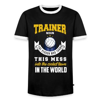 Volleyball Trainer Volleyballer Mannschaft Ball - Männer Kontrast-T-Shirt - Schwarz/Weiß - Vorne - AI Model Female 172 light (172cm) & AI Model Male 178 light (178cm)