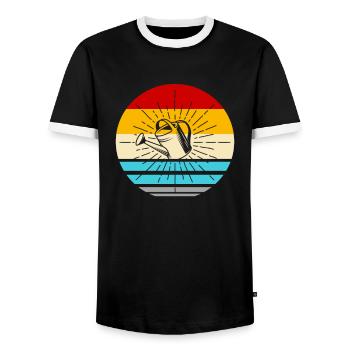 Jardin jardinier arrosoir - T-shirt contrasté Homme - noir/blanc - Devant - AI Model Female 172 light (172cm) & AI Model Male 178 light (178cm)