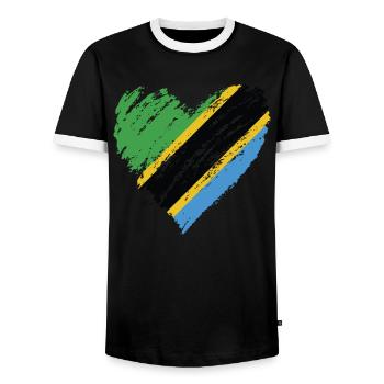 tanzania - T-shirt contrasté Homme - noir/blanc - Devant - AI Model Female 172 light (172cm) & AI Model Male 178 light (178cm)