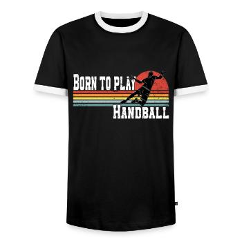 Coureur de handball de handball de handball - T-shirt contrasté Homme - noir/blanc - Devant - AI Model Female 172 light (172cm) & AI Model Male 178 light (178cm)