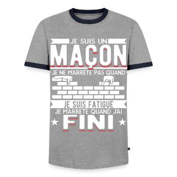 Maçon Maçonnerie Humour Macon - T-shirt contrasté Homme - gris/marine  - Devant - AI Model Female 172 light (172cm) & AI Model Male 178 light (178cm)