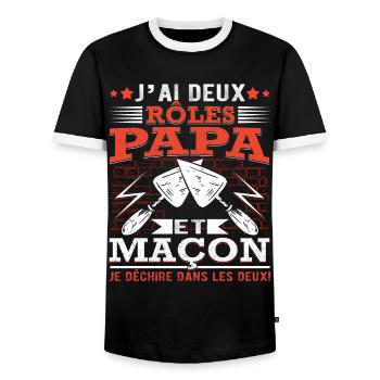 Papa Maçon Père Maçonnerie Construction Maison - T-shirt contrasté Homme - noir/blanc - Devant - AI Model Female 172 light (172cm) & AI Model Male 178 light (178cm)