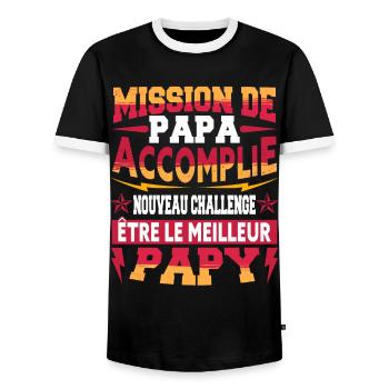 Annonce Grossesse Papy Bientôt Grand-Père - T-shirt contrasté Homme - noir/blanc - Devant - AI Model Female 172 light (172cm) & AI Model Male 178 light (178cm)