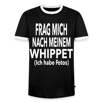 Whippet - Männer Kontrast-T-Shirt - Schwarz/Weiß - Vorne - AI Model Female 172 light (172cm) & AI Model Male 178 light (178cm)