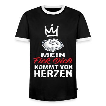 Mein Fick Dich Kommt Von Herzen - Fick Dich - Männer Kontrast-T-Shirt - Schwarz/Weiß - Vorne - AI Model Female 172 light (172cm) & AI Model Male 178 light (178cm)