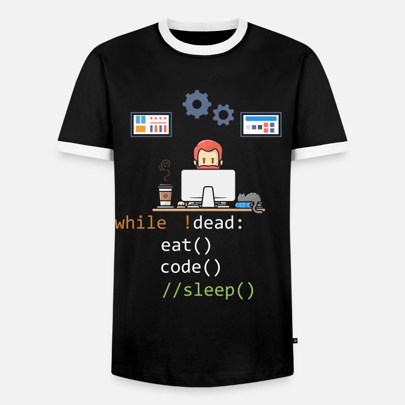 Dead Eat Code Sleep Funny Programming Computer Pro - T-shirt contrasté Homme - noir/blanc