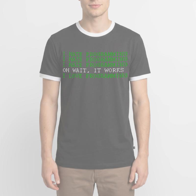 I Love Programming Funny Programer Software Develo T-shirt contrasté Homme