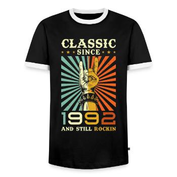 Anniversaire 1992 Classique depuis 1992 - T-shirt contrasté Homme - noir/blanc - Devant - AI Model Female 172 light (172cm) & AI Model Male 178 light (178cm)