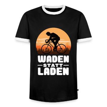 Fahrrad - Waden statt Laden - MTB Rennrad Spruch - Männer Kontrast-T-Shirt - Schwarz/Weiß - Vorne - AI Model Female 172 light (172cm) & AI Model Male 178 light (178cm)