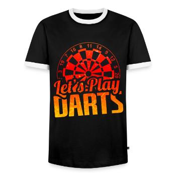 Dart player dart player gift - Men's Ringer Shirt - black/white - Front - AI Model Female 172 light (172cm) & AI Model Male 178 light (178cm)
