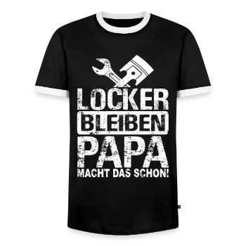 Locker bleiben Papa macht das schon - Allrounder - Männer Kontrast-T-Shirt - Schwarz/Weiß - Vorne - AI Model Female 172 light (172cm) & AI Model Male 178 light (178cm)