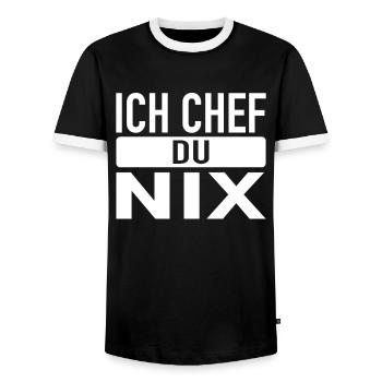 Ich Chef du nix - Vorgesetzter Arbeiter Chef - Männer Kontrast-T-Shirt - Schwarz/Weiß - Vorne - AI Model Female 172 light (172cm) & AI Model Male 178 light (178cm)