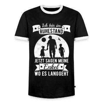 Ruhestand Enkel Opa Spruch Rente Rentner Geschenk - Männer Kontrast-T-Shirt - Schwarz/Weiß - Vorne - AI Model Female 172 light (172cm) & AI Model Male 178 light (178cm)