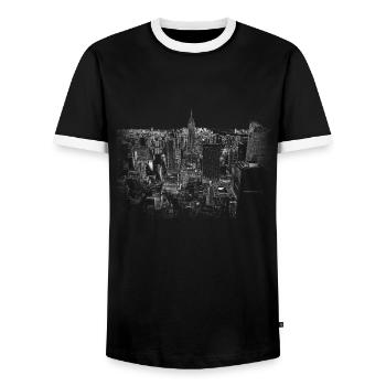 city - Men's Ringer Shirt - black/white - Front - AI Model Female 172 light (172cm) & AI Model Male 178 light (178cm)