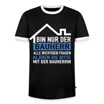 Bauherr Hausbau Richtfest Haus Bauherren Bauherr - Männer Kontrast-T-Shirt - Schwarz/Weiß - Vorne - AI Model Female 172 light (172cm) & AI Model Male 178 light (178cm)