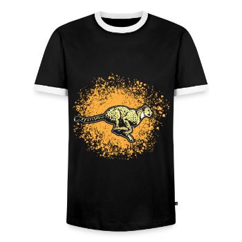 Guépard - T-shirt contrasté Homme - noir/blanc - Devant - AI Model Female 172 light (172cm) & AI Model Male 178 light (178cm)
