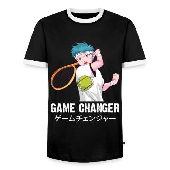 Tennis Anime Boy Husbando Game Changer Kanji Weeb - Männer Kontrast-T-Shirt - Schwarz/Weiß - Vorne - AI Model Female 172 light (172cm) & AI Model Male 178 light (178cm)