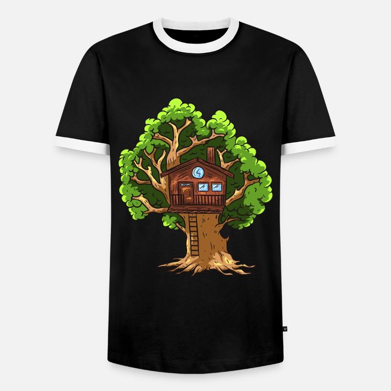 Baumhaus - Männer Kontrast-T-Shirt - Schwarz/Weiß