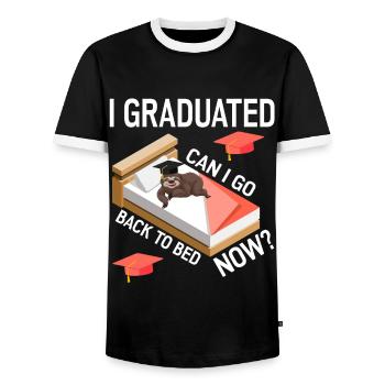 I Graduated. Can I Go Back To Bed Now? - Männer Kontrast-T-Shirt - Schwarz/Weiß - Vorne - AI Model Female 172 light (172cm) & AI Model Male 178 light (178cm)