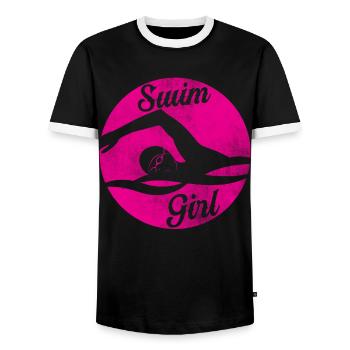 Schwimm Girl Schwimmerin Schwimmen Mädchen - Männer Kontrast-T-Shirt - Schwarz/Weiß - Vorne - AI Model Female 172 light (172cm) & AI Model Male 178 light (178cm)