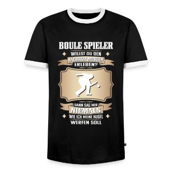 Lustiger Boccia Spieler, Boule Sport und Petanque - Männer Kontrast-T-Shirt - Schwarz/Weiß - Vorne - AI Model Female 172 light (172cm) & AI Model Male 178 light (178cm)