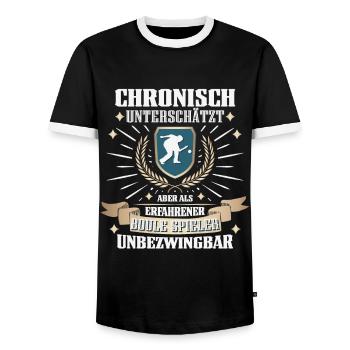 Lustiger Boccia Spieler, Boule Sport und Petanque - Männer Kontrast-T-Shirt - Schwarz/Weiß - Vorne - AI Model Female 172 light (172cm) & AI Model Male 178 light (178cm)