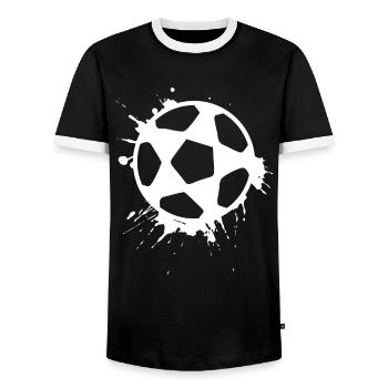 Football Players Footballers Football - Men's Ringer Shirt - black/white - Front - AI Model Female 172 light (172cm) & AI Model Male 178 light (178cm)