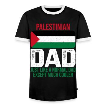 Palestinian Dad drapeau palestine pour la fête des pères - T-shirt contrasté Homme - noir/blanc - Devant - AI Model Female 172 light (172cm) & AI Model Male 178 light (178cm)