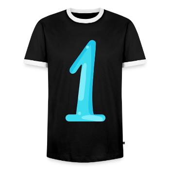 1 - Männer Kontrast-T-Shirt - Schwarz/Weiß - Vorne - AI Model Female 172 light (172cm) & AI Model Male 178 light (178cm)