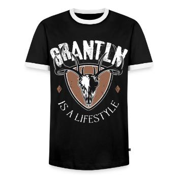 Grantln is a Lifestyle - Männer Kontrast-T-Shirt - Schwarz/Weiß - Vorne - AI Model Female 172 light (172cm) & AI Model Male 178 light (178cm)