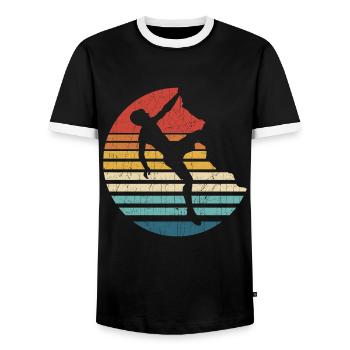 Gift Climber Boulderers climbing bouldering - Men's Ringer Shirt - black/white - Front - AI Model Female 172 light (172cm) & AI Model Male 178 light (178cm)